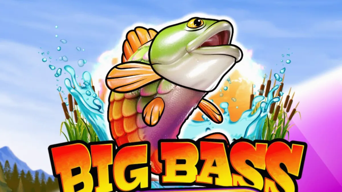Tampilan layar permainan slot Big Bass Blast dengan tema futuristik dan simbol memancing.